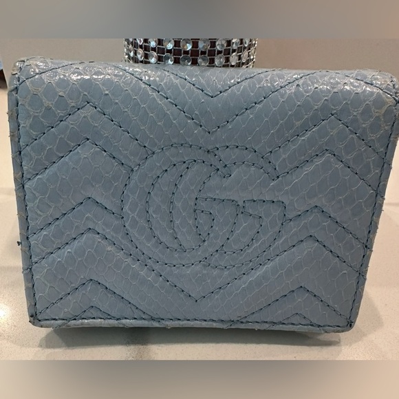 Gucci GG Marmont Powder Blue Snakeskin bifold wallet w/COA - Picture 2 of 12